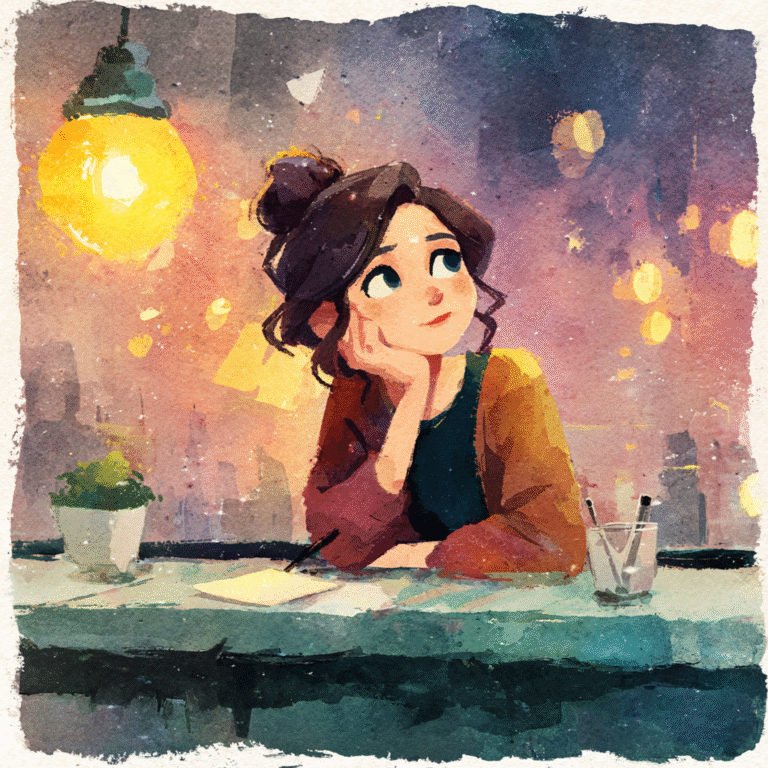 bubsi95 a soft warm illustration of a person sitting at a table 5ff56df3 6c17 47a1 856b 5699210a6323